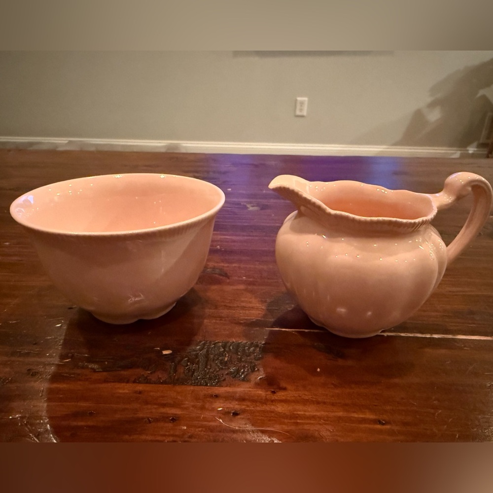 Vintage Johnson Bros England Blush Ironstone Creamer & Sugar Bowl